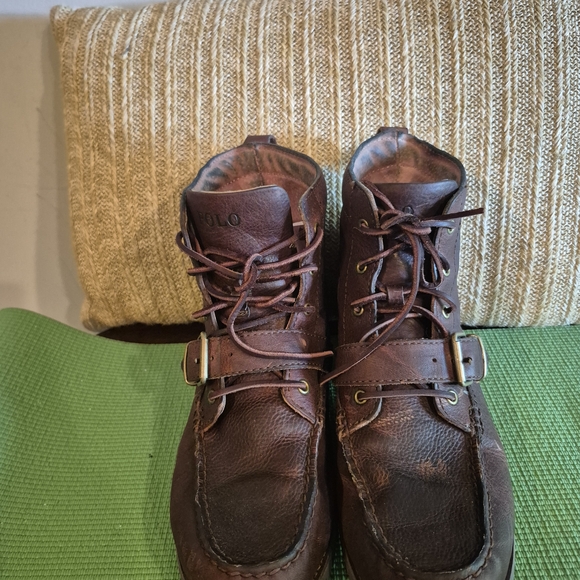 Ralph Lauren Redmond Boots Men's Size 9.5 D Brown Leather Lace Up Buck Boots - Picture 1 of 7